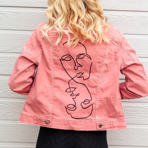 Single line face denim jacket - Picture 2 of 4